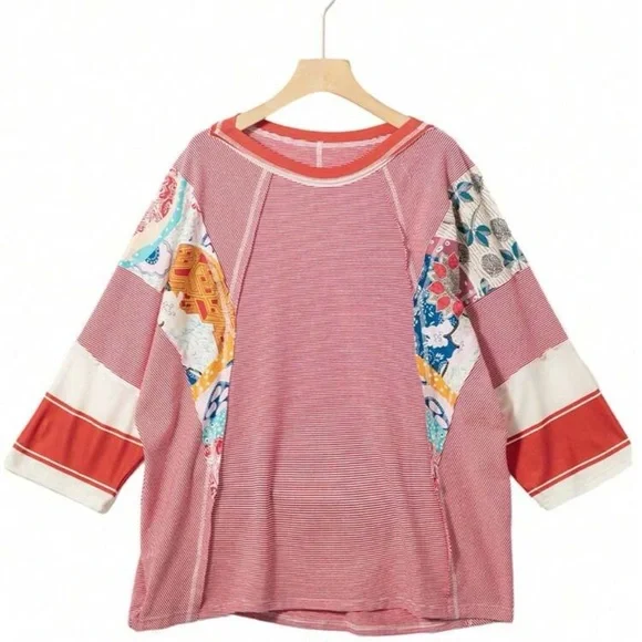Colorful Patchwork Women's Top - Picture 6 of 7